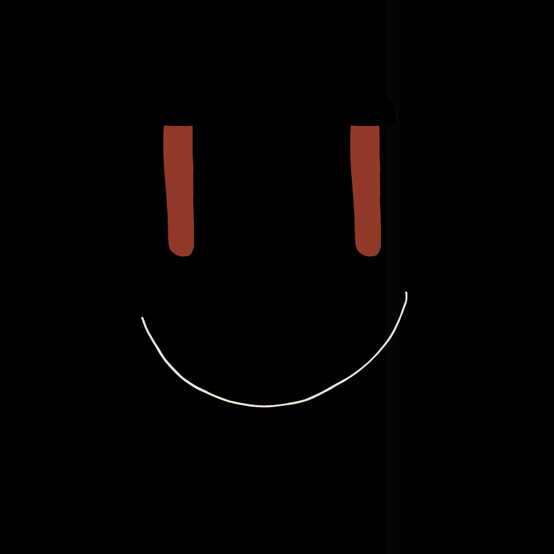 Smiling face with red eyes